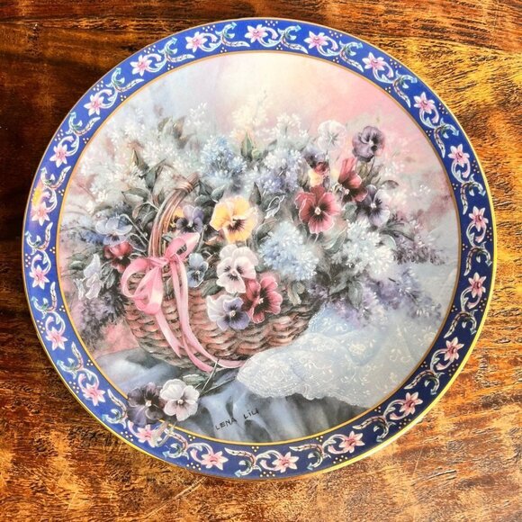 W S George Limited Edition Lena Liu Pansies Plate - Picture 1 of 4